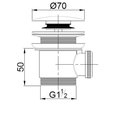 Wiesbaden Losse clickwaste 11/2" compleet tbv vrijstaande baden, chroom