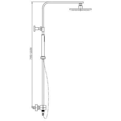 Wiesbaden Rombo douche opbouwset plus thermostatische kraan chroom