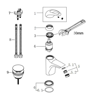 Xellanz Athos wastafelkraan met click waste chroom