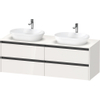 Duravit Ketho 2 wastafelonderbouwkast incl. consoleplaat met 4 laden voor waskom links 160x55x56.8cm met handgrepen antraciet hoogglans wit SW772922