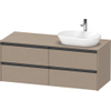 Duravit Ketho 2 wastafelonderbouwkast incl. consoleplaat met 4 laden voor waskom rechts 140x55x56.8cm met handgrepen antraciet Linnen mat SW771784