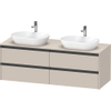 Duravit Ketho 2 wastafelonderbouwkast incl. consoleplaat met 4 laden voor dubbele waskommen 160x55x56.8cm met handgrepen antraciet taupe mat SW771887