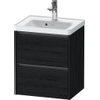 Duravit Ketho 2 wastafelonderbouwkast met 2 laden 48.4x37.5x54.9cm met grepen antraciet eiken zwart mat SW772309