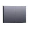 BRAUER Impress Deluxe spiegelkast - 100x70x15cm - interne en externe verlichting - 2 dubbelzijdige spiegeldeuren - mat zwart SW371750