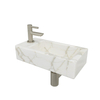 Wiesbaden Mini-Rhea links fonteinset 36x18x9cm Carrara marmerlook wit incl. Amador fonteinkraan geborsteld staal SW794549