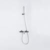 Fortifura Calvi Thermostatische badkraan met staafhanddouche, handdouchehouder en metalen doucheslang chroom SW811965