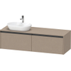 Duravit Ketho 2 wastafelonderbouwkast incl. consoleplaat met 2 laden voor waskom rechts 160x55x45.9cm met handgrepen antraciet Linnen mat SW773153