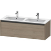 Duravit Ketho 2 wastafelonderbouwkast met 1 lade voor dubbele wastafel 128x48x44cm met greep antraciet eiken terra mat SW771911