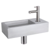 Differnz Ravo fonteinset - 38.5x18.5x9cm - Rechthoek - 1 kraangat - Recht matte chromen kraan - beton lichtgrijs SW705270