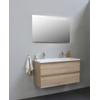 Adema Bella badmeubel met acryl wastafel 2 kraangaten met spiegel met licht 100x55x46cm Eiken Flat Pack SW538684