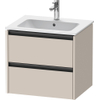 Duravit Ketho 2 wastafelonderbouwkast met 2 laden 61x48x55cm met grepen antraciet taupe mat SW772282