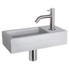 Differnz Ravo fonteinset - 38.5x18.5x9cm - Rechthoek - 1 kraangat - Gebogen matte chromen kraan - beton lichtgrijs SW705501