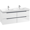 Villeroy & Boch Subway 2.0 wastafelonderkast 128.7x52cm 4 lades Glossy white SW479656