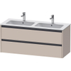 Duravit Ketho 2 wastafelonderbouwkast met 2 laden voor dubbele wastafel 128x48x55cm met grepen antraciet taupe supermat SW772429