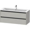 Duravit Ketho 2 wastafelonderbouwkast met 2 laden voor enkele wastafel 121x48x55cm met grepen antraciet betongrijs mat SW772656