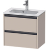 Duravit Ketho 2 wastafelonderbouwkast met 2 laden 61x39x54.9cm met grepen antraciet taupe supermat SW773126