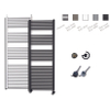 Sanicare Elektrische Design Radiator - 172 x 60 cm - 1127 Watt - thermostaat chroom rechtsonder - inox look SW420062