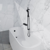 Fortifura Nebbio Badcombinatie-set - thermostaatkraan - inbouwdeel - glijstang - metalen doucheslang - ronde handdouche - badafvoer opbouw - mat zwart SW1238044
