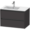 Duravit Ketho 2 wastafelonderbouwkast met 2 laden voor waskom links 81x48x54.9cm met grepen antraciet grafiet supermat SW772968