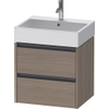 Duravit Ketho 2 wastafelonderbouwkast - 2 laden - 58.4x46x54.9cm - grepen antraciet - eiken terra mat SW773053