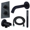 Fortifura Calvi Badkraan set - uitloop - 22cm inkortbaar - metalen slang - staafhanddouche - inbouwdeel - wandhouder - mat zwart SW1242589