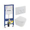 QeramiQ Dely Toiletset - Geberit UP100 inbouwreservoir - witte bedieningsplaat - softclose toilet zitting 35 mm - mat wit SW1235394