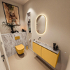 MONDIAZ TURE-DLUX 100cm toiletmeubel Ocher. EDEN wastafel Glace positie links. Zonder kraangat. SW1103379