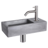 Differnz Ravo fonteinset - 38.5x18.5x9cm - Rechthoek - 1 kraangat - Gebogen matte chromen kraan - beton donkergrijs SW705430