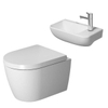 Duravit Me by starck Toiletset wandcloset compact softclose zitting glans wit en fonteinset wit 40x22cm incl fonteinkraan en sifon chroom SW663304