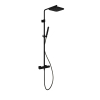 Hotbath Gal thermostatische regendoucheset met 22x22cm vierkante hoofddouche staafhanddouche zwart mat SW656458