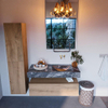 MONDIAZ ALAN - DLUX Badkamermeubelset - 110cm - onderkast - Washed Oak - 1 lade - vrijhangende wastafel - wasbak rechts - 0 kraangaten - Lava SW808930