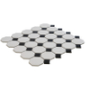 The Mosaic Factory Paris mozaïektegel - 29.5x29.5cm - wand en vloertegel - Achthoek - Porselein White and Black mat/glans SW75349
