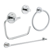 GROHE Essentials accessoireset 4-delig met handdoekring, handdoekhouder, handdoekhaak en toiletrolhouder zonder klep chroom SW529110