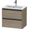 Duravit Ketho 2 wastafelonderbouwkast met 2 laden 61x39x54.9cm met grepen antraciet eiken terra mat SW773039