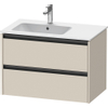 Duravit Ketho 2 wastafelonderbouwkast met 2 laden voor waskom links 81x48x54.9cm met grepen antraciet taupe supermat SW772527