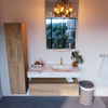 MONDIAZ ALAN - DLUX Badkamermeubelset - 110cm - onderkast - Washed Oak - 1 lade - vrijhangende wastafel - wasbak rechts - 1 kraangat - Glace SW808653