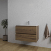 Adema Chaci Badkamermeubelset - 80x46x57cm - 1 ovale keramische wasbak wit - 1 kraangat - 2 lades - noten (hout) SW721295