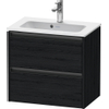 Duravit Ketho 2 wastafelonderbouwkast met 2 laden 61x39x54.9cm met grepen antraciet eiken zwart mat SW772864