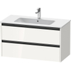 Duravit Ketho 2 wastafelonderbouwkast met 2 laden 101x48x55cm met grepen antraciet hoogglans wit SW772326