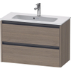 Duravit Ketho 2 wastafelonderbouwkast met 2 laden 81x39x54.9cm met grepen antraciet eiken terra mat SW772042