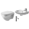 Duravit D Code toiletset diepspoel 35.5x54.5cm met closetzitting fontein kraangat rechts 36x27cm wit fonteinkraan chroom SW491623