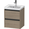 Duravit Ketho 2 wastafelonderbouwkast met 2 laden 48.4x37.5x54.9cm met grepen antraciet eiken terra mat SW772066