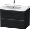 Duravit Ketho 2 wastafelonderbouwkast met 2 laden voor waskom links 78.4x45.5x54.9cm met grepen antraciet eiken zwart mat SW772866