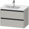 Duravit Ketho 2 wastafelonderbouwkast met 2 laden voor waskom links 78.4x45.5x54.9cm met grepen antraciet betongrijs mat SW772680