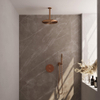 BRAUER Copper Edition thermostatische Inbouw Regendouche - 3-weg - rond - set 78 - 30cm hoofddouche - plafondarm - staaf handdouche - doucheslang - wandaansluitbocht - koper geborsteld PVD SW1159124
