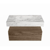 Mondiaz ALAN-DLUX Badkamermeubelset - 90cm - 1 lade - vrijhangende wastafel CLOUD - Glace - midden - zonder kraangat - Mocha SW1236531