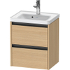 Duravit Ketho 2 wastafelonderbouwkast met 2 laden 48.4x37.5x54.9cm met grepen antraciet natuur eiken mat SW772246