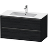 Duravit Ketho 2 wastafelonderbouwkast met 2 laden 101x48x55cm met grepen antraciet eiken zwart mat SW772281