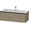 Duravit Ketho 2 wastafelonderbouwkast met 1 lade voor enkele wastafel 121x48x44cm met greep antraciet eiken terra mat SW773023