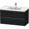 Duravit Ketho 2 wastafelonderbouwkast met 2 laden 98.4x45.5x54.9cm met grepen antraciet eiken zwart mat SW772335